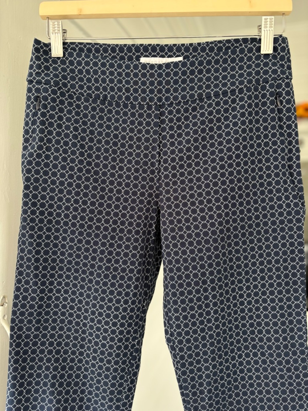 Margaret M Navy & White Cropped Geometric Print Pants - Picture 2 of 6